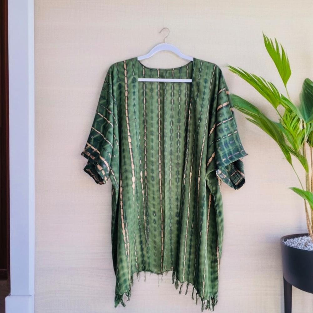 0154/ Kimono Poncho, Bohemian Top, Swim Cover up